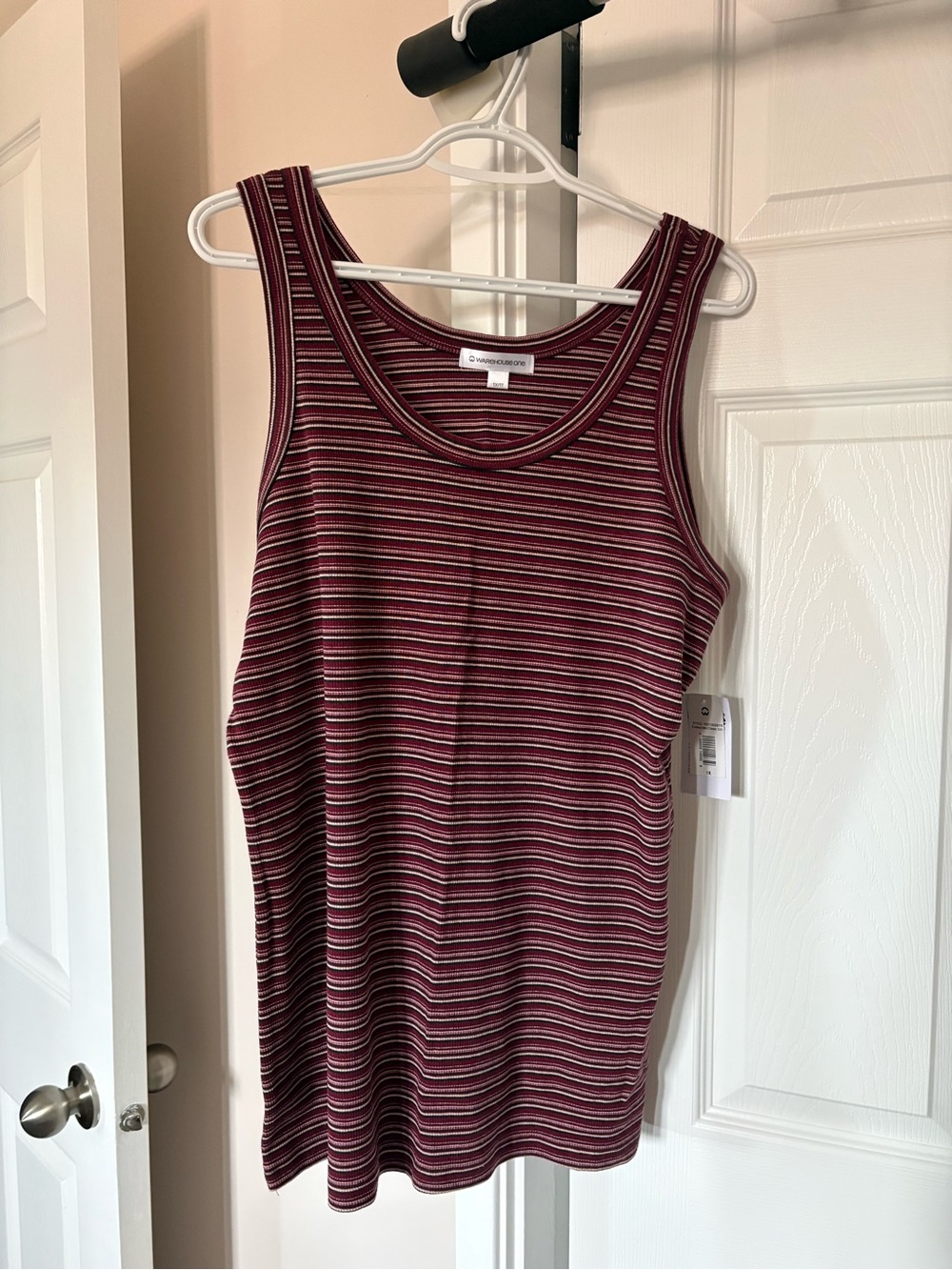 Burgundy Striped Ribbed Tank